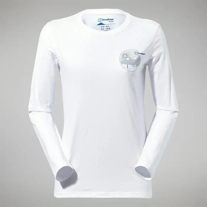 Technical Baselayers Women Berghaus Linear Landscape Long Sleeve Tee White