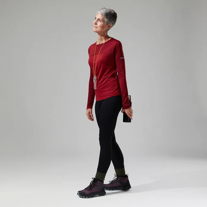 Technical Baselayers Women Berghaus Voyager Tech Tee Long Sleeve Crew Red
