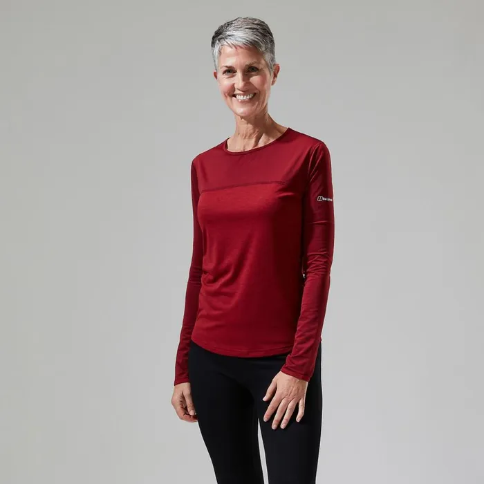 Technical Baselayers Women Berghaus Voyager Tech Tee Long Sleeve Crew Red