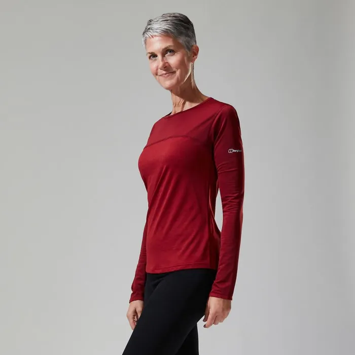 Technical Baselayers Women Berghaus Voyager Tech Tee Long Sleeve Crew Red