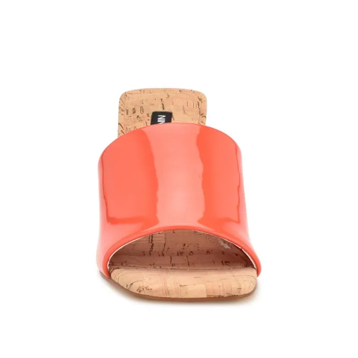 Teice Heeled Slide Sandals Orange Patent Women Nine West Sandals Teice Heeled Slide Sandals Orange Patent Women Nine West Sandals