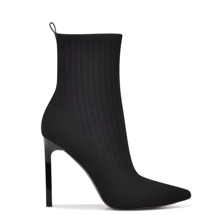 Teoy Dress Booties Black Knit Women Nine West Boots and Booties