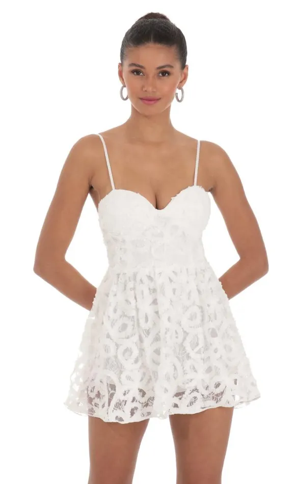 Textured Swirl Aline Romper White Women LUCY IN THE SKY Rompers