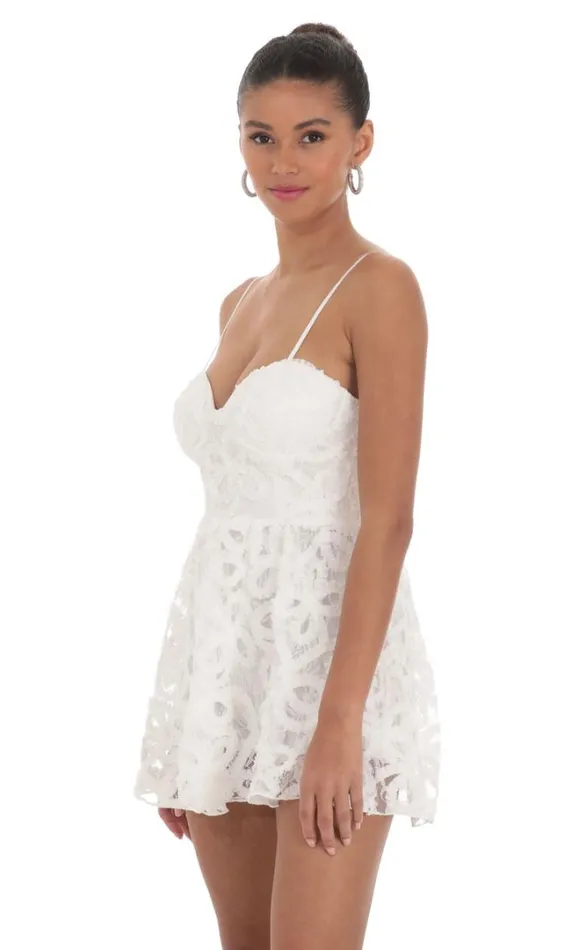 Textured Swirl Aline Romper White Women LUCY IN THE SKY Rompers