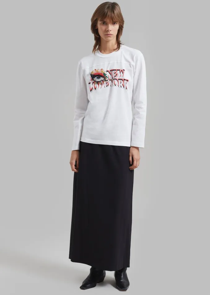 The Frankie Shop 31 Phillip Lim Eye Love NY Embroidered Long Sleeve Relaxed Tee 8211 White Shop Clothing