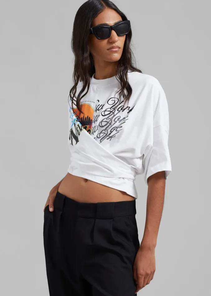 The Frankie Shop 31 Phillip Lim We Are NY Twisted Tie Back TShirt 8211 White Multi Shop Tops