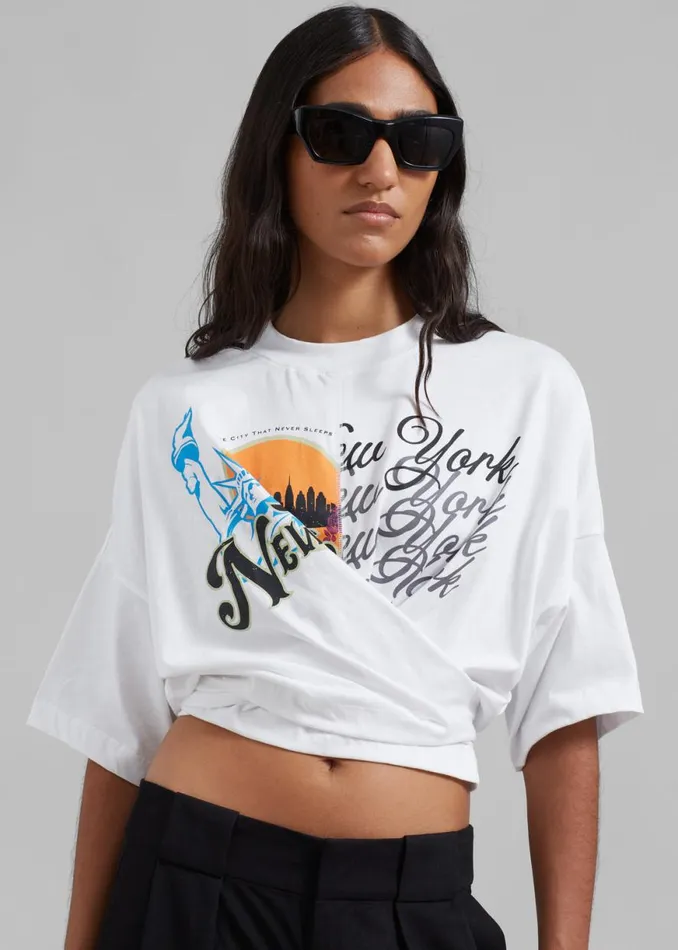The Frankie Shop 31 Phillip Lim We Are NY Twisted Tie Back TShirt 8211 White Multi Shop Tops