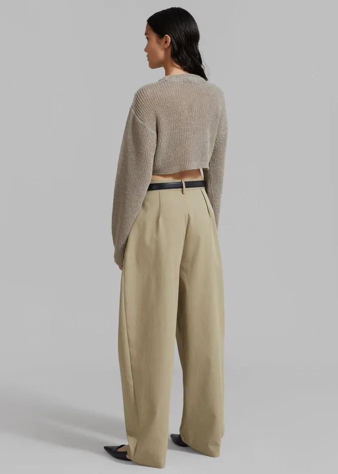 The Frankie Shop Abi Cropped Knit Top 8211 Khaki Shop Knitwear