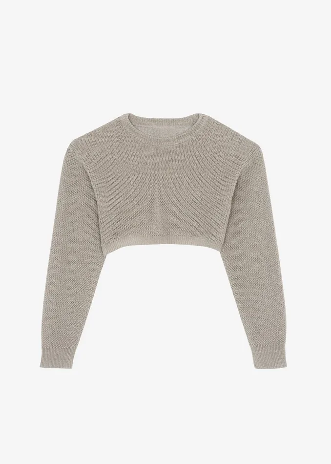 The Frankie Shop Abi Cropped Knit Top 8211 Khaki Shop Knitwear