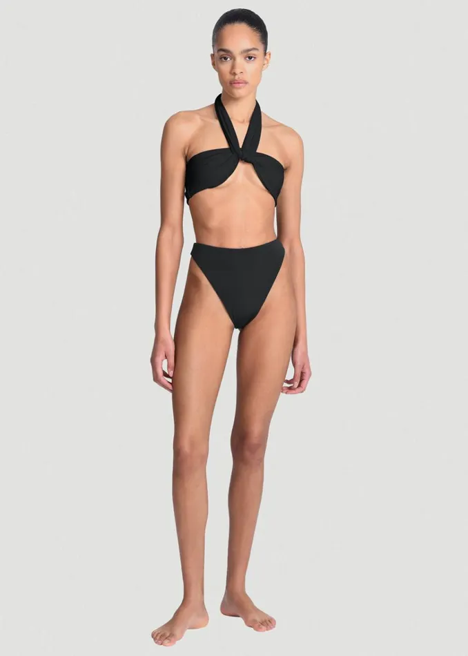 The Frankie Shop Aexae Wrap Tie Swim Top 8211 Black Shop Swimwear