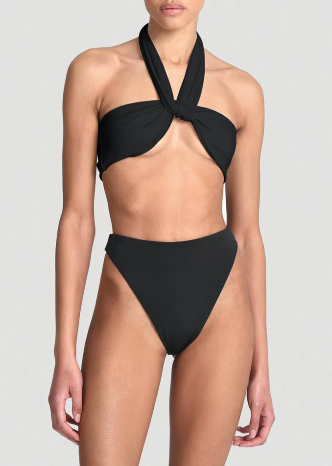 The Frankie Shop Aexae Wrap Tie Swim Top 8211 Black Shop Swimwear