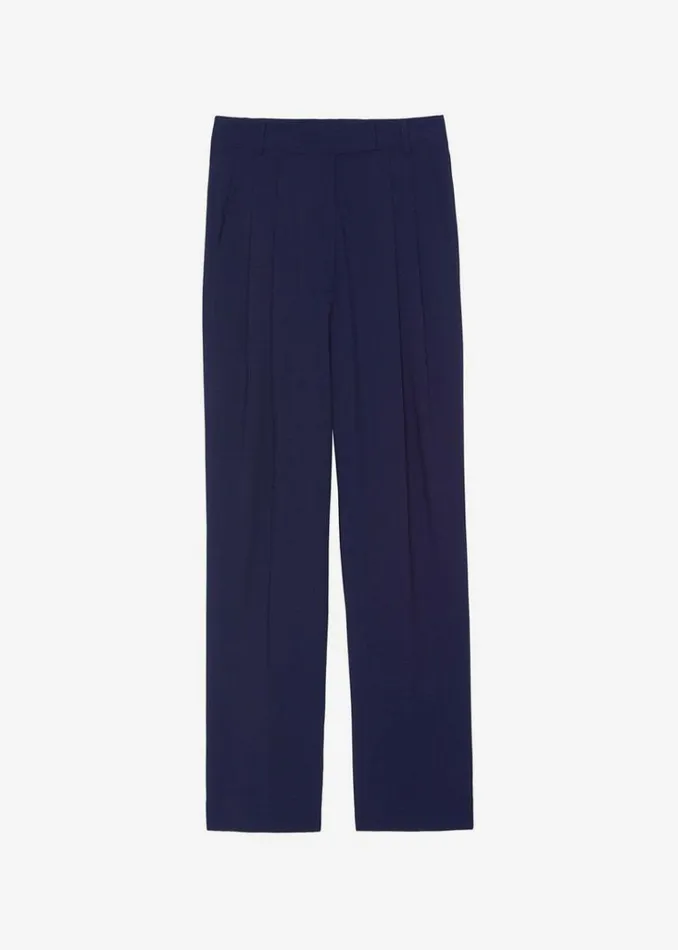 The Frankie Shop Bea Pleated Suit Pants 8211 Midnight Blue Shop Bottoms