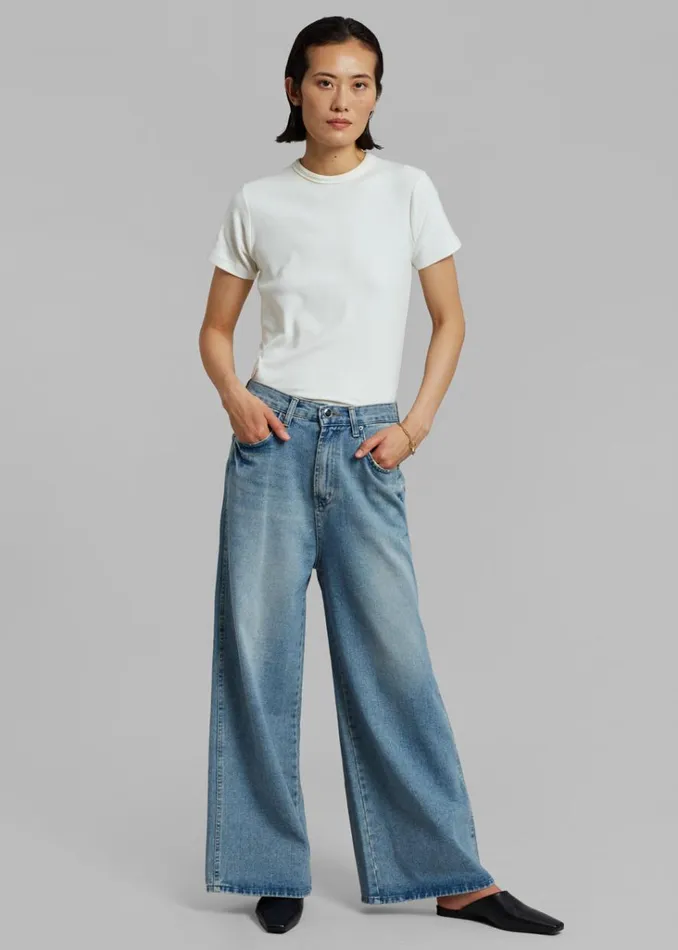 The Frankie Shop Boli Wide Pants 8211 Blue Denim Shop Denim