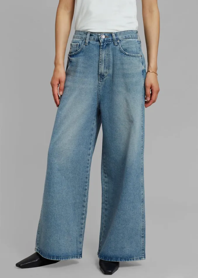 The Frankie Shop Boli Wide Pants 8211 Blue Denim Shop Denim