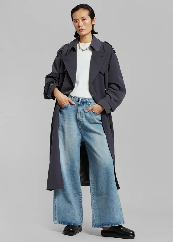 The Frankie Shop Boli Wide Pants 8211 Blue Denim Shop Denim