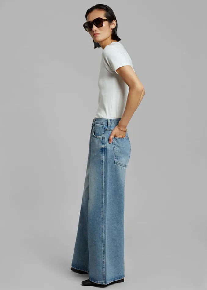 The Frankie Shop Boli Wide Pants 8211 Blue Denim Shop Denim