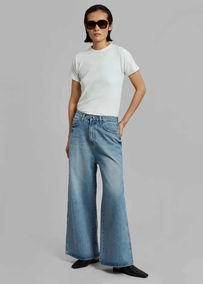 The Frankie Shop Boli Wide Pants 8211 Blue Denim Shop Denim