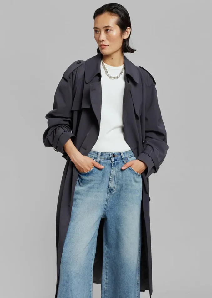The Frankie Shop Boli Wide Pants 8211 Blue Denim Shop Denim