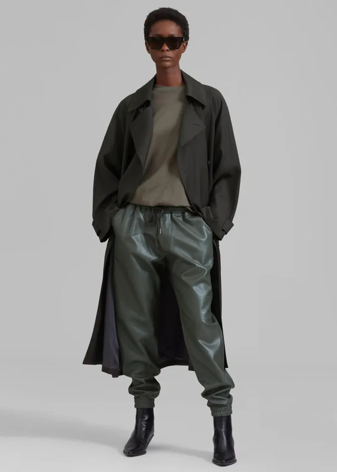 The Frankie Shop Brighton Faux Leather Joggers 8211 Olive Shop Bottoms