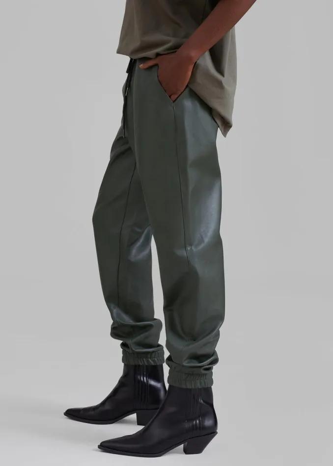 The Frankie Shop Brighton Faux Leather Joggers 8211 Olive Shop Bottoms