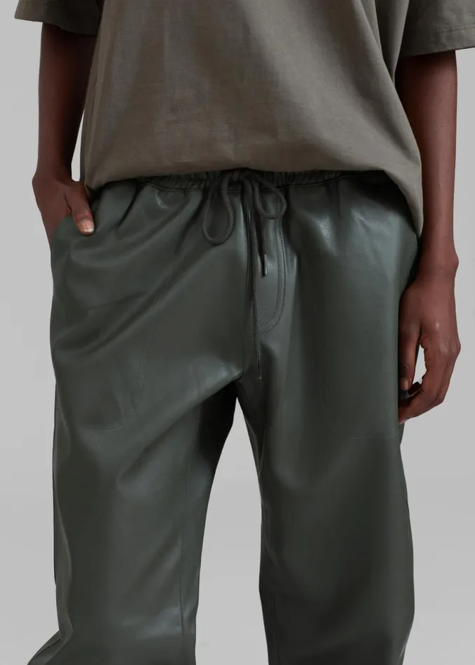 The Frankie Shop Brighton Faux Leather Joggers 8211 Olive Shop Bottoms