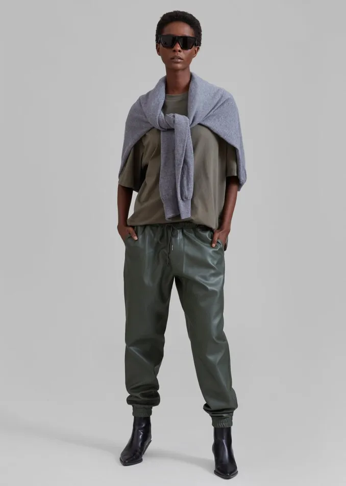The Frankie Shop Brighton Faux Leather Joggers 8211 Olive Shop Bottoms