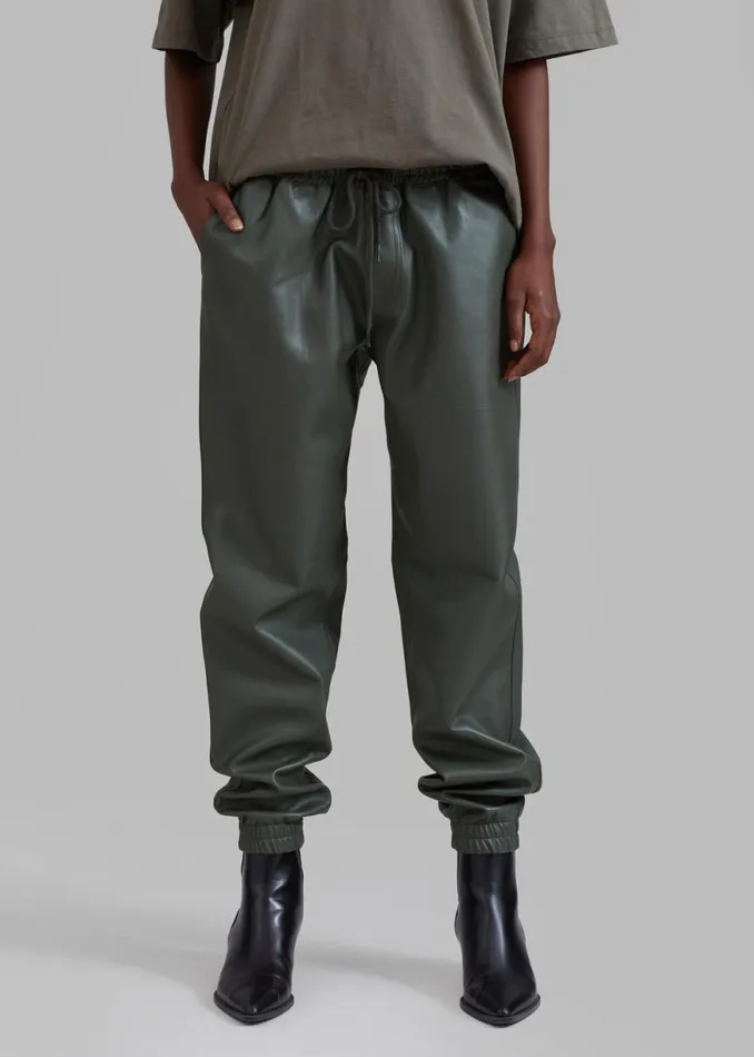 The Frankie Shop Brighton Faux Leather Joggers 8211 Olive Shop Bottoms