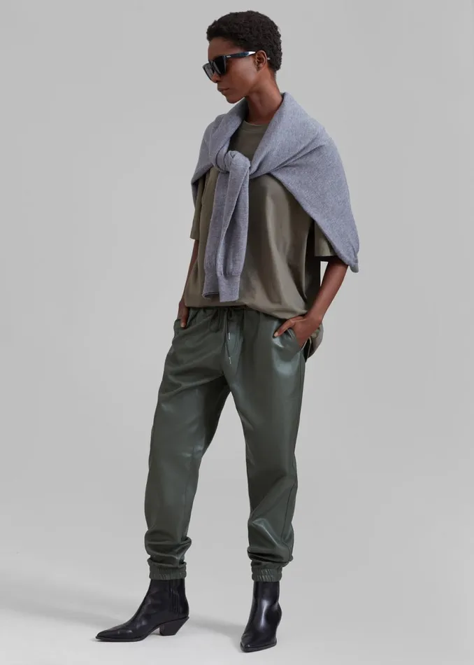 The Frankie Shop Brighton Faux Leather Joggers 8211 Olive Shop Bottoms