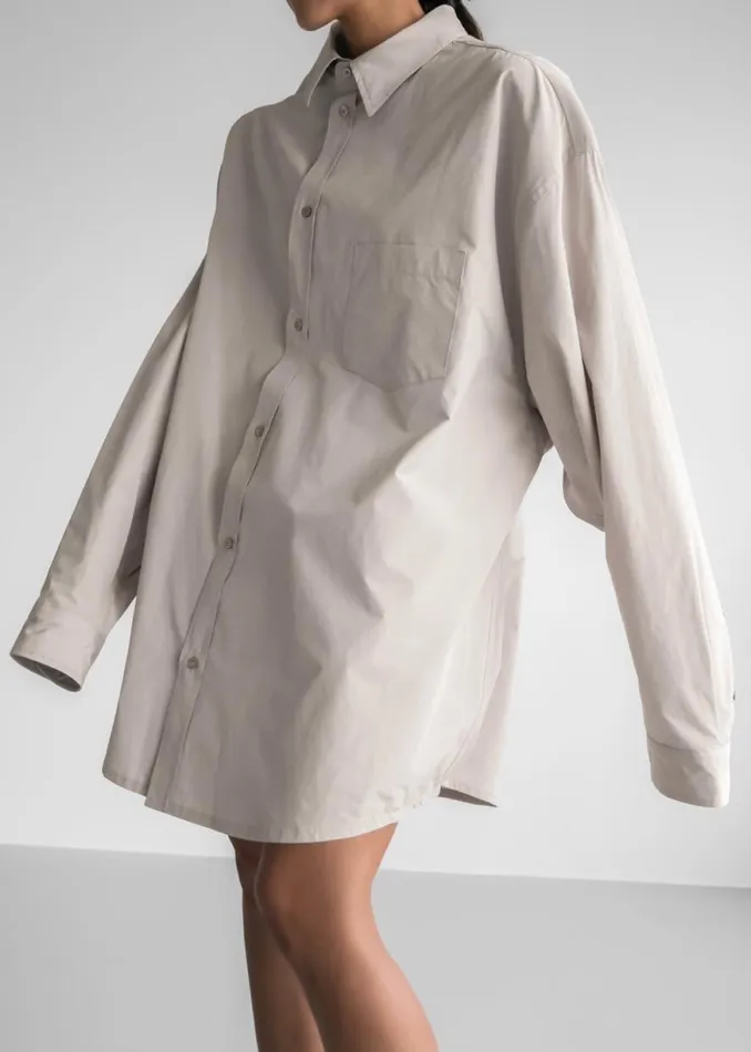 The Frankie Shop Carly Wide Shirt 8211 Taupe Shop Tops