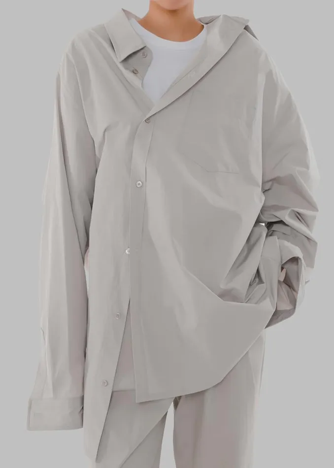 The Frankie Shop Carly Wide Shirt 8211 Taupe Shop Tops