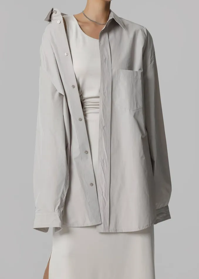 The Frankie Shop Carly Wide Shirt 8211 Taupe Shop Tops