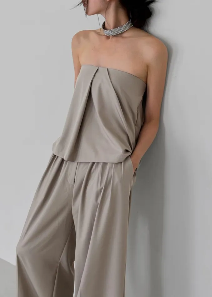 The Frankie Shop Catalina Pleated Trousers 8211 Grey Shop Bottoms