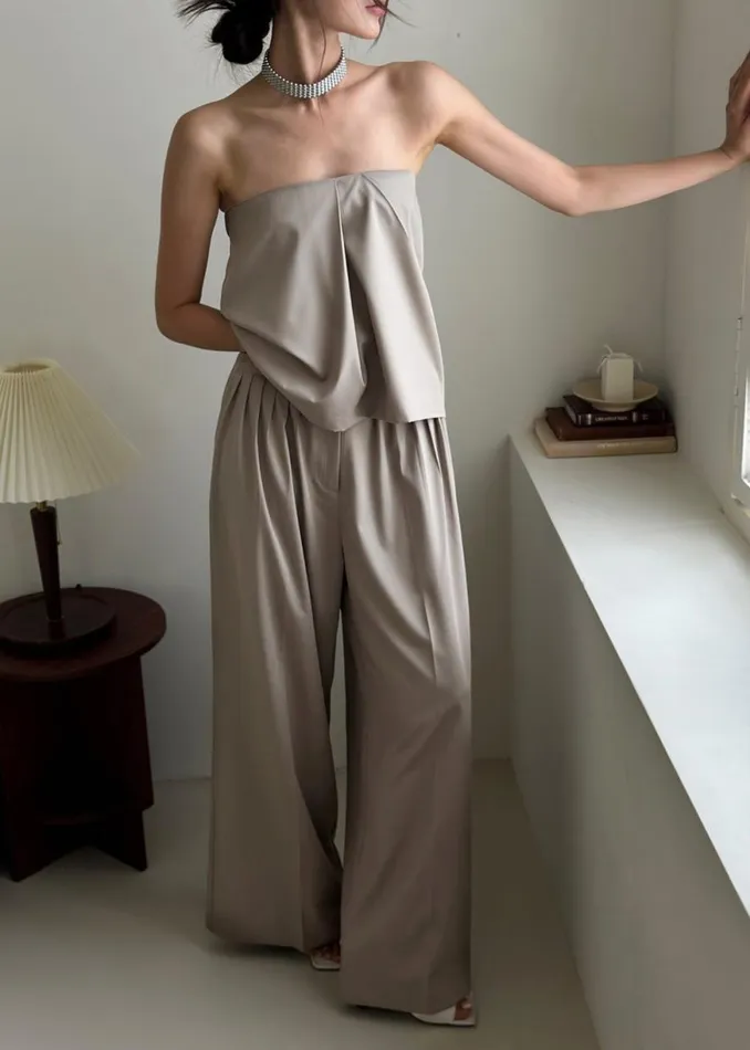 The Frankie Shop Catalina Pleated Trousers 8211 Grey Shop Bottoms