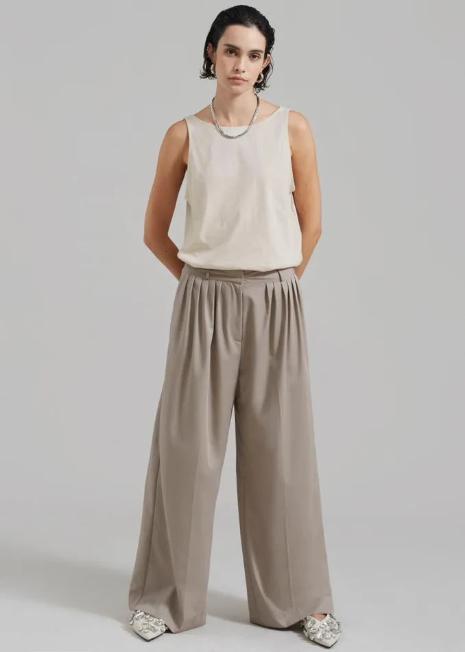 The Frankie Shop Catalina Pleated Trousers 8211 Grey Shop Bottoms