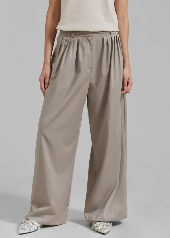 The Frankie Shop Catalina Pleated Trousers 8211 Grey Shop Bottoms