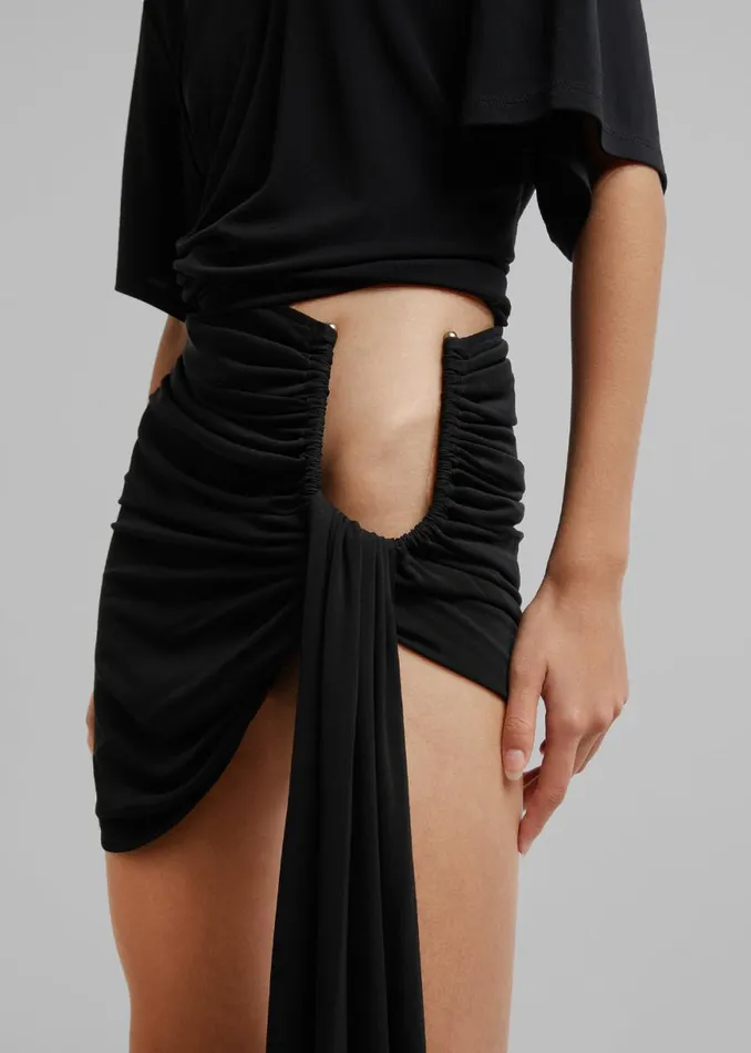The Frankie Shop Christopher Esber Arced Palm Micro Skirt 8211 Black Shop Bottoms