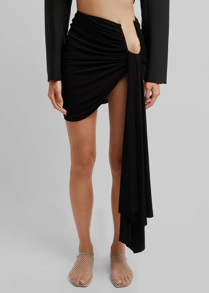 The Frankie Shop Christopher Esber Arced Palm Micro Skirt 8211 Black Shop Bottoms