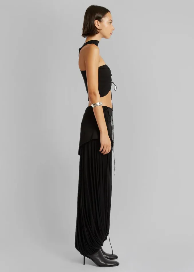 The Frankie Shop Christopher Esber Reversed Halter Ruched Crop Top 8211 Black Shop Tops