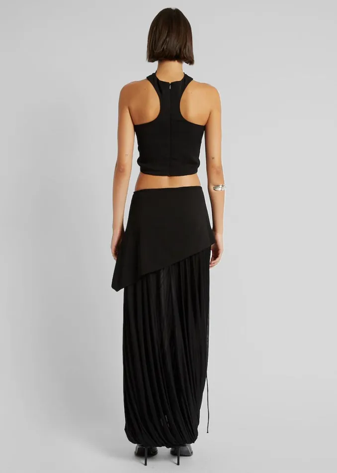 The Frankie Shop Christopher Esber Reversed Halter Ruched Crop Top 8211 Black Shop Tops