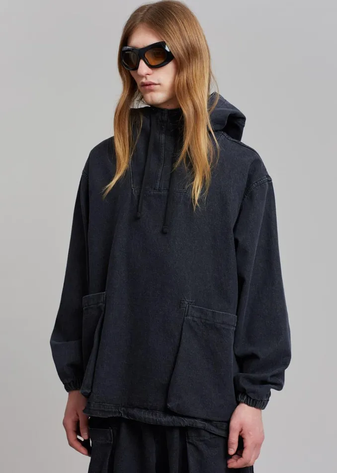 The Frankie Shop Cliff Denim Hoodie 8211 Black Shop Clothing