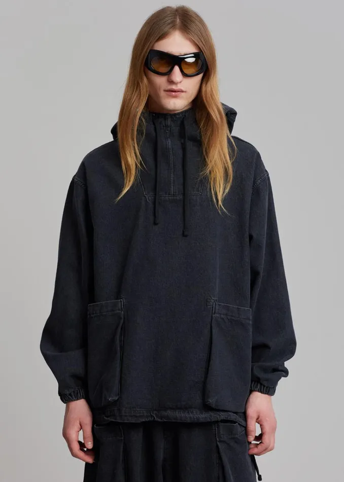 The Frankie Shop Cliff Denim Hoodie 8211 Black Shop Clothing