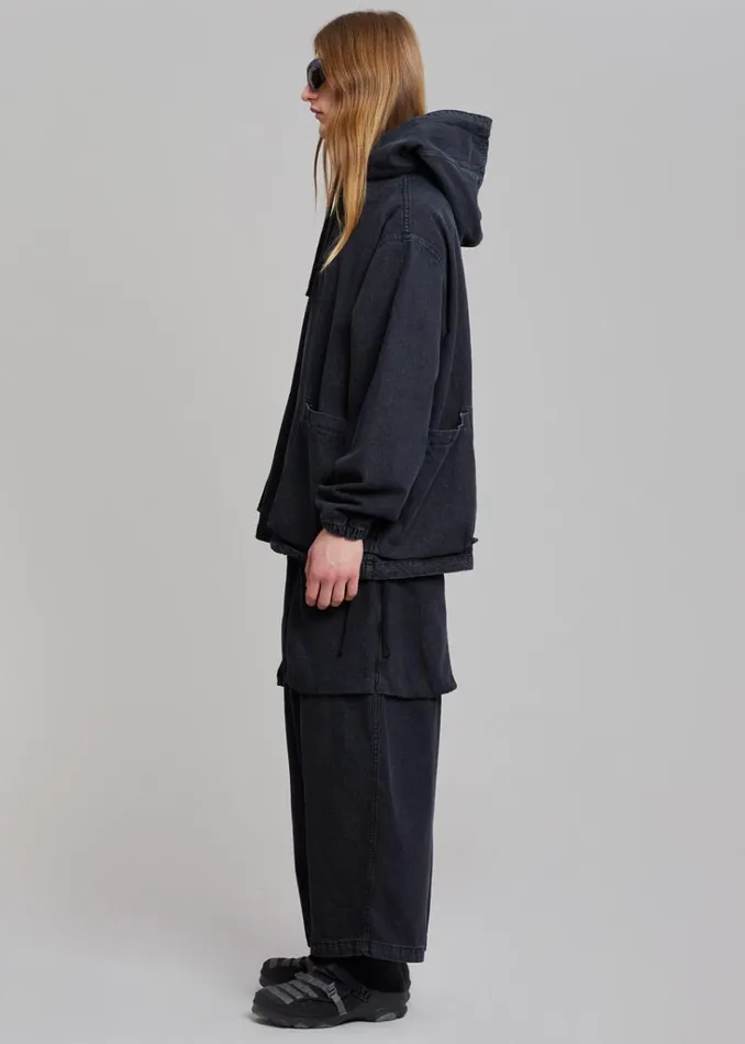 The Frankie Shop Cliff Denim Hoodie 8211 Black Shop Clothing