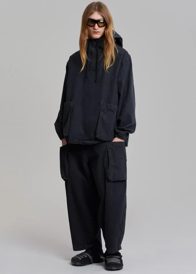 The Frankie Shop Cliff Denim Hoodie 8211 Black Shop Clothing