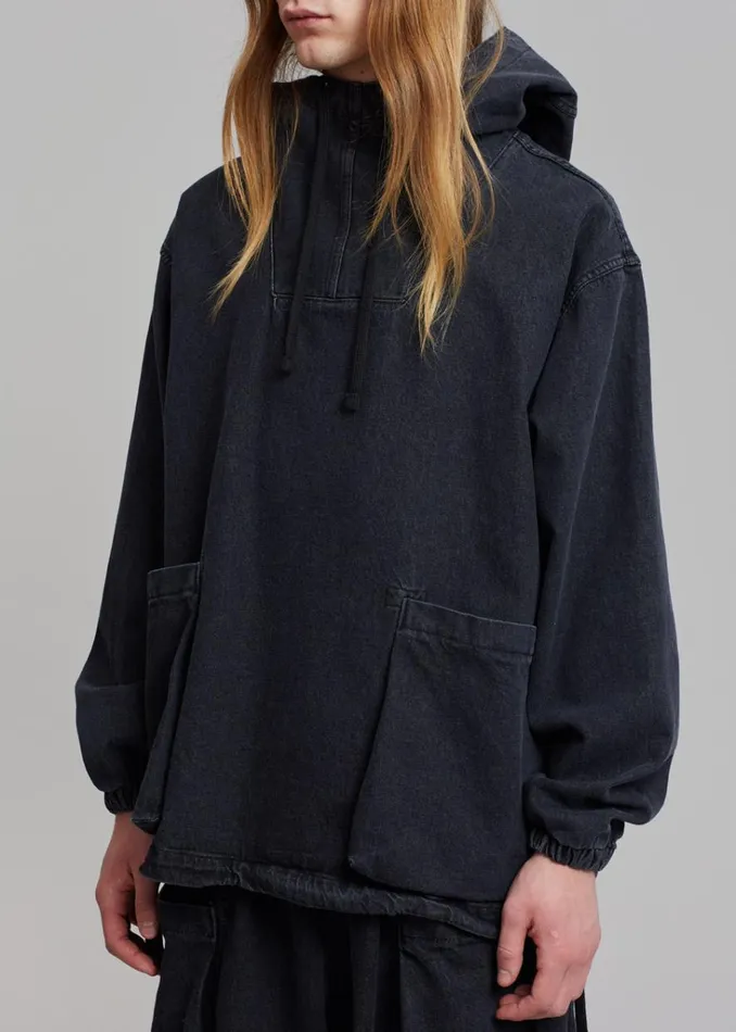 The Frankie Shop Cliff Denim Hoodie 8211 Black Shop Clothing