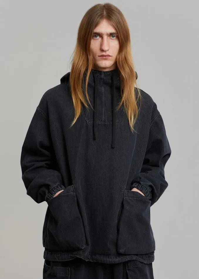 The Frankie Shop Cliff Denim Hoodie 8211 Black Shop Clothing