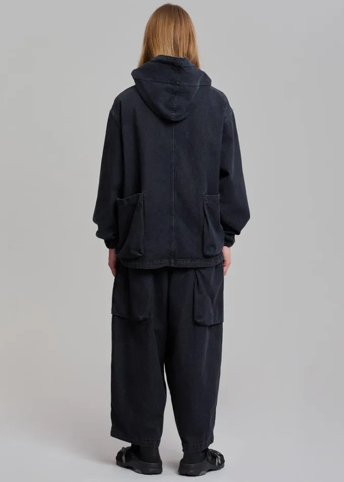 The Frankie Shop Cliff Denim Hoodie 8211 Black Shop Clothing