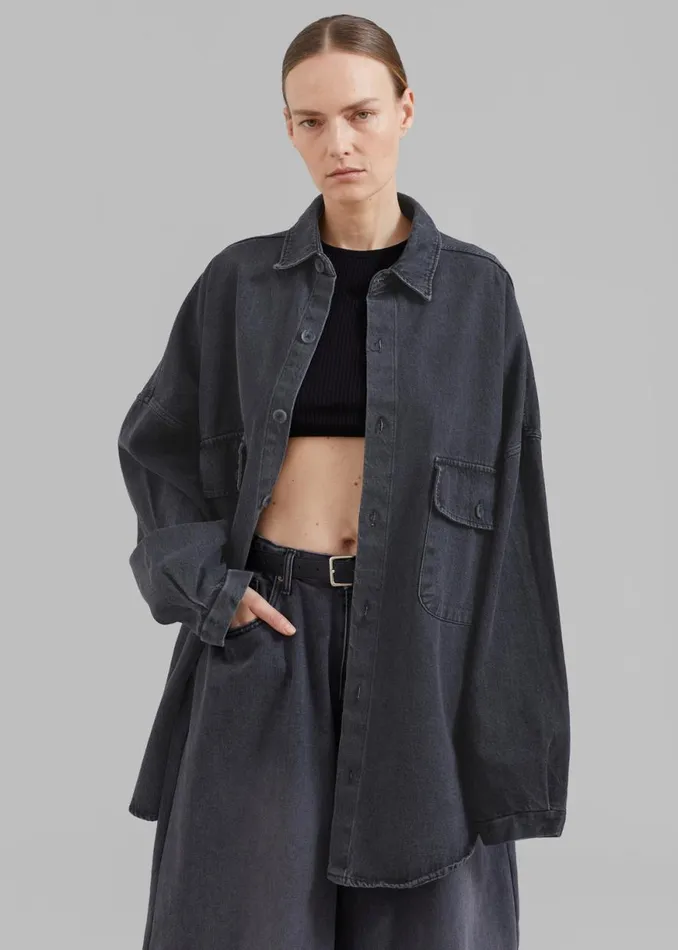 The Frankie Shop Dallas Denim Overshirt 8211 Dark Grey Shop Clothing