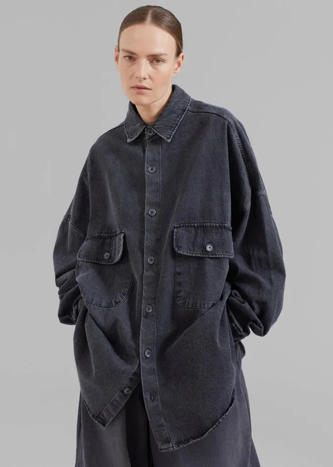 The Frankie Shop Dallas Denim Overshirt 8211 Dark Grey Shop Clothing