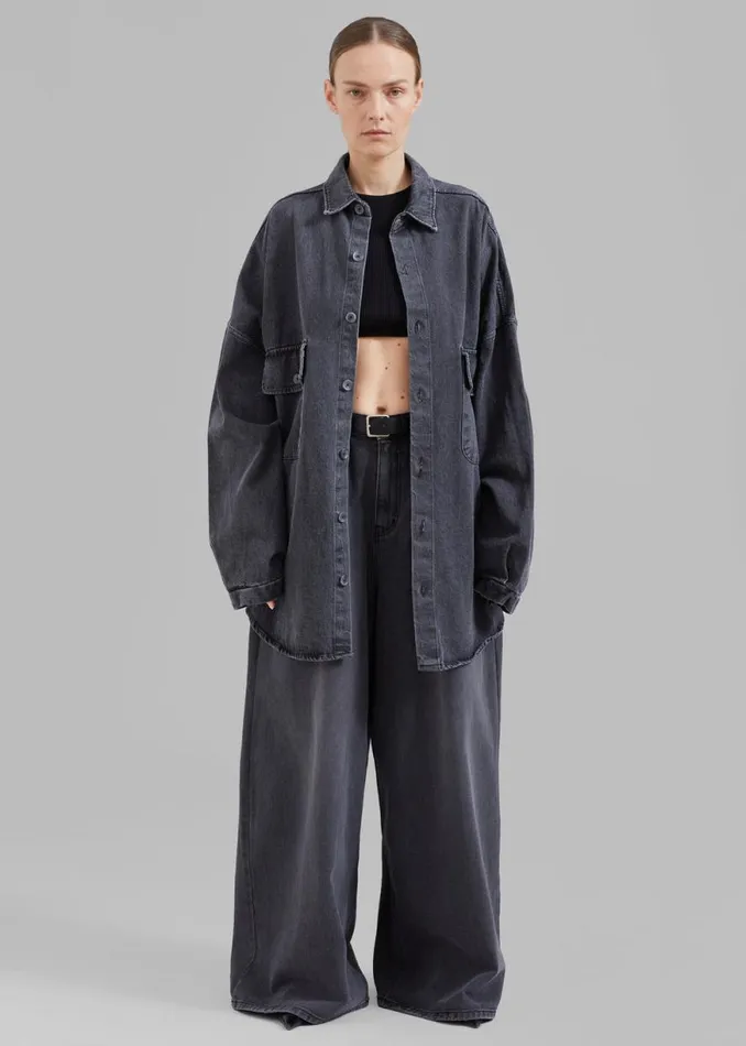 The Frankie Shop Dallas Denim Overshirt 8211 Dark Grey Shop Clothing