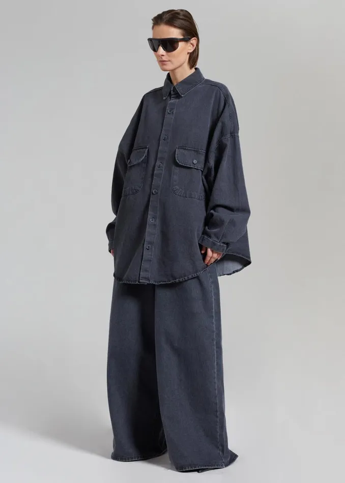 The Frankie Shop Dallas Denim Overshirt 8211 Dark Grey Shop Clothing
